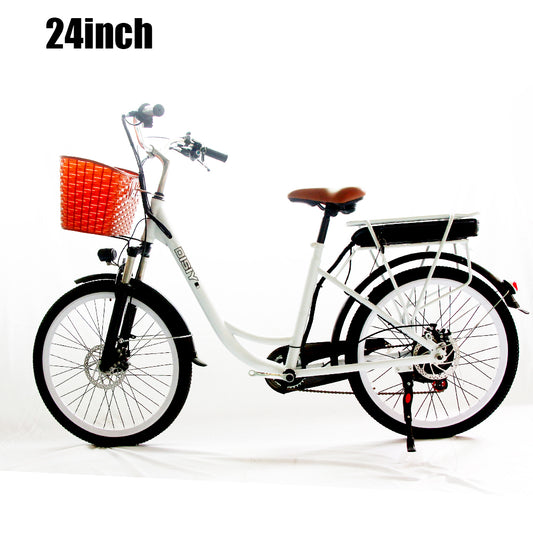 DISIYUAN 30 km/h city ebike 350w 48v double disc brake 24inch step through city electric bike adults with 7 speed