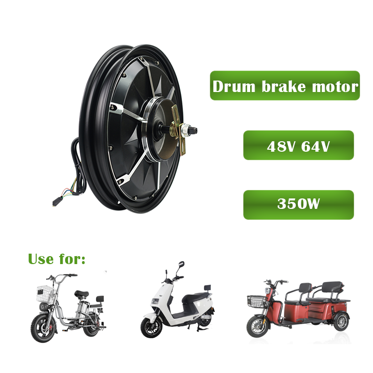 16 Inch 350w 48V 60V Two Wheels Electric bicycle parts scooter Brushless drum brake Hub bldc Motor For Motorcycle bike bicycle